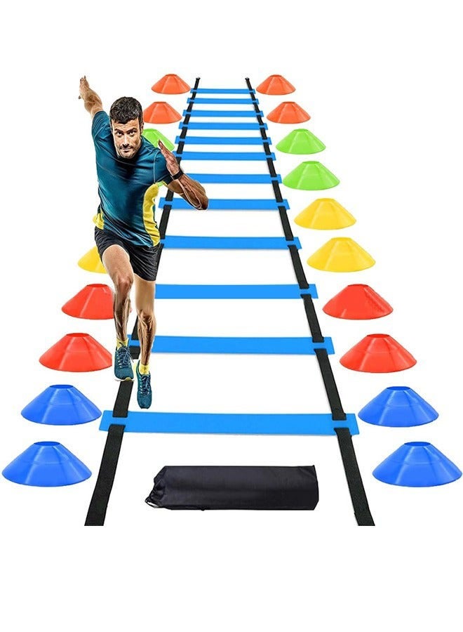 DURKU Speed & Agility Training Set, Resistae Parachute & Agility Speed Ladder, Steel Stakes, Disc Cones or Football Soccer Training Aid - Image 1